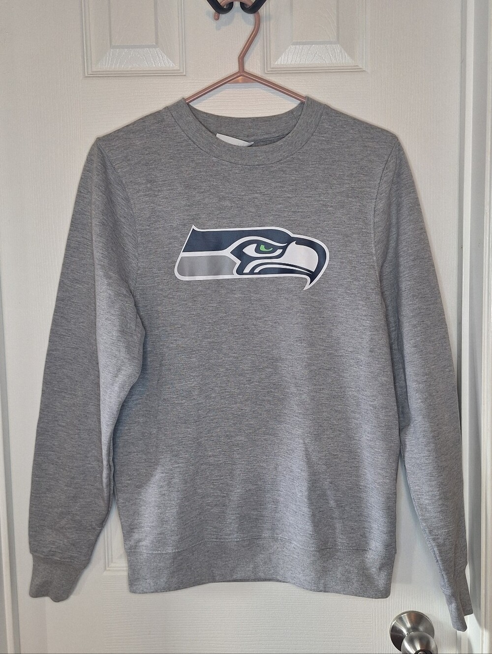 Makers Market Gray Seahawks Crewneck with Navy & Green Logo